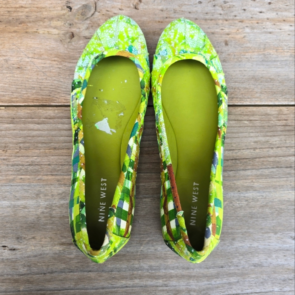 Nine West Blustery Y2K Art Pop Rouched Round Toe Comfort Ballet Flats 7M - Picture 9 of 14